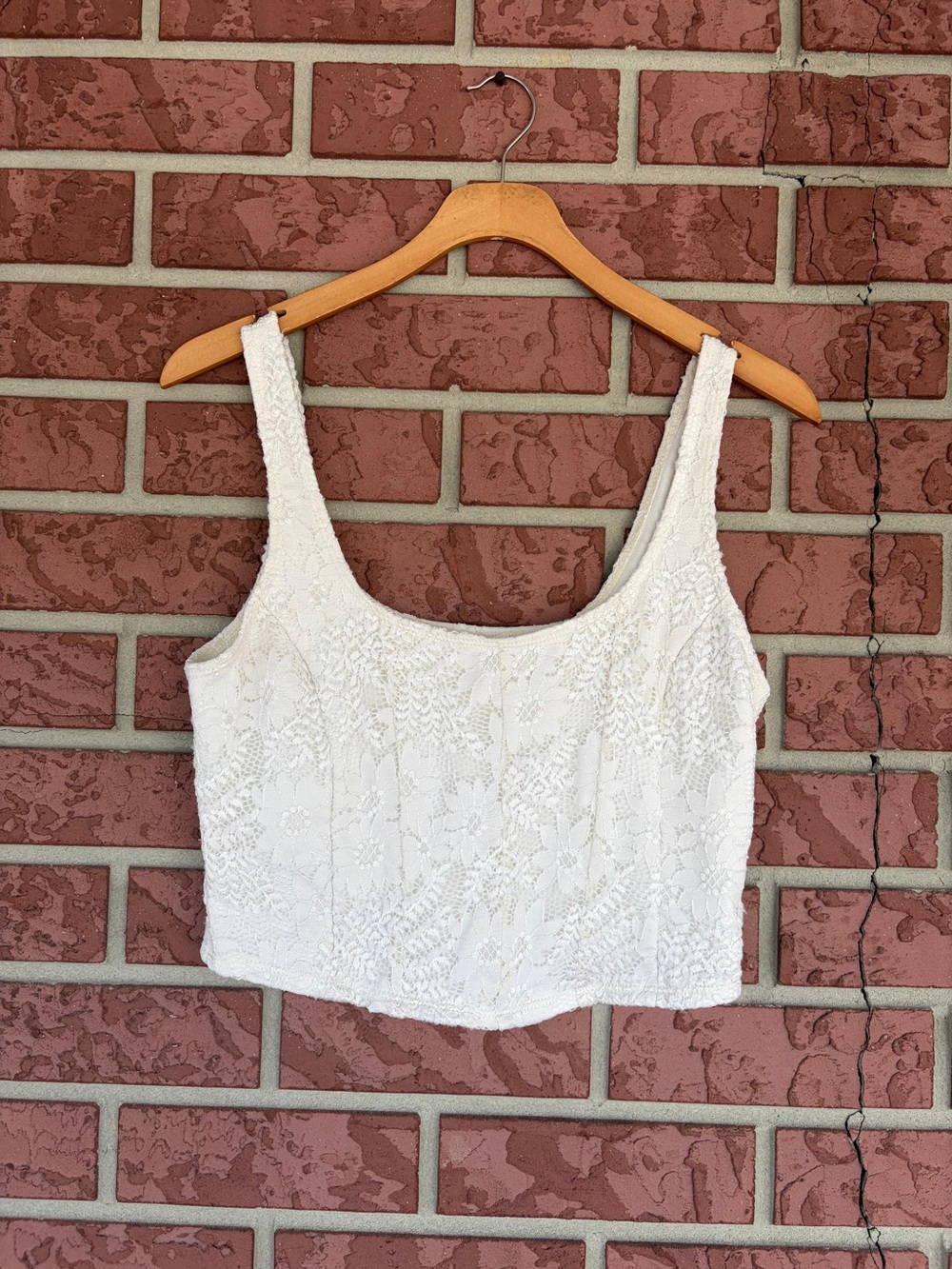 Altar'd State Ivory Beaded Crop Tank